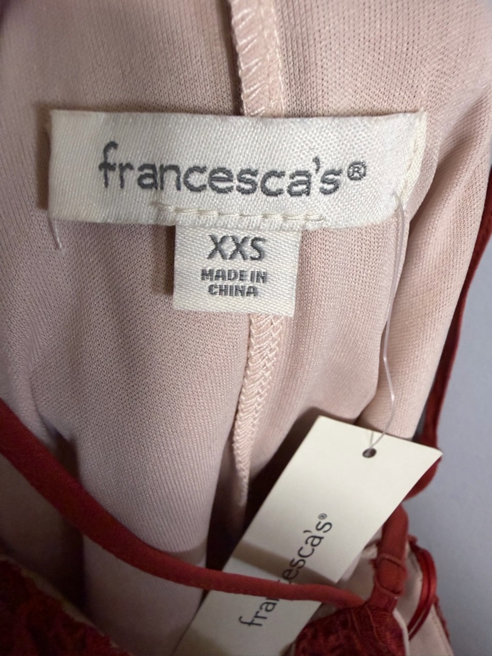 Francesca's Blush and Rust Crochet Slip Dress - Picture 5 of 9